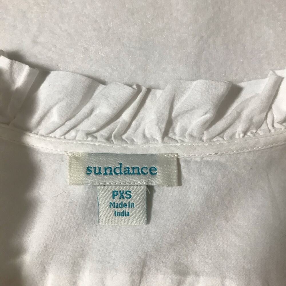 Sundance Peasant Boho White Button Up Cotton Blou… - image 3